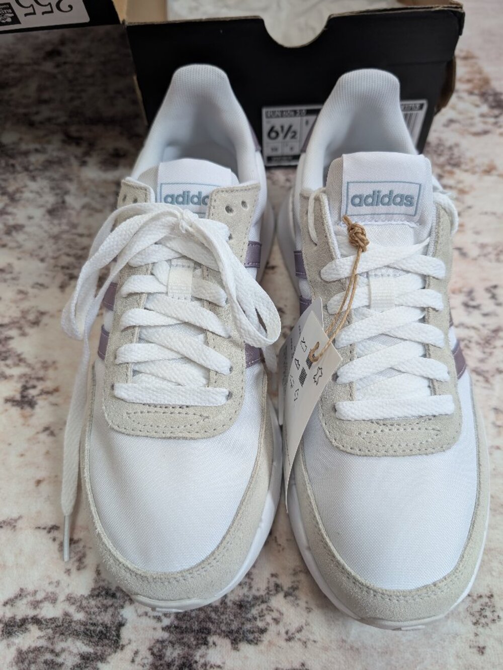 NWT Adidas Run 60s 2.0 Women’s Size 6.5 – White/Lavender – Tags & Box - Picture 2 of 7